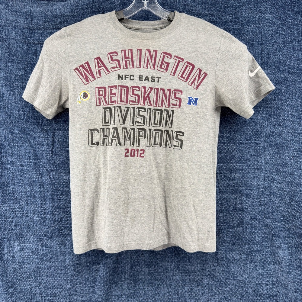 Nike T-Shirt Mens Small Gray Cotton Blend Regular Fit Redskins 2012 NFC Champs